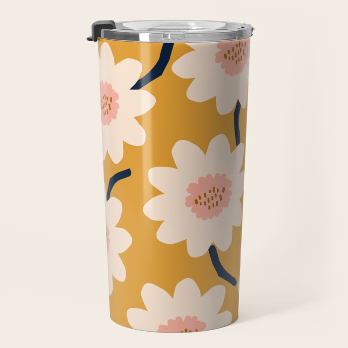 Flower field - yellow Travel Mug Gallery Image 3
