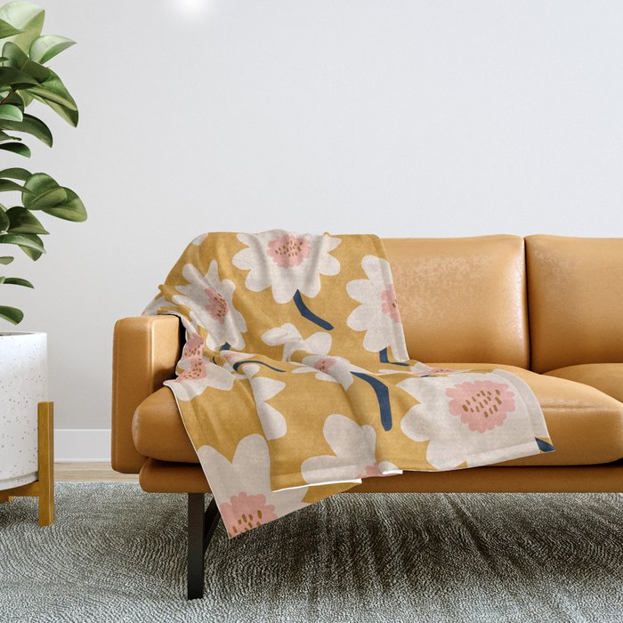 Flower field - yellow Throw Blanket Gallery Image 1