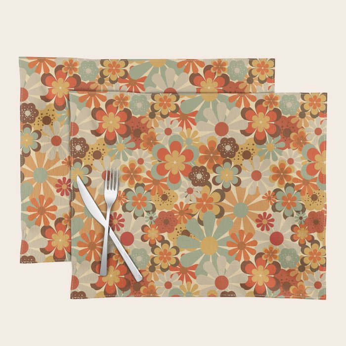 Patterned Retro 70's Floral Prints Placemat Gallery Image 1