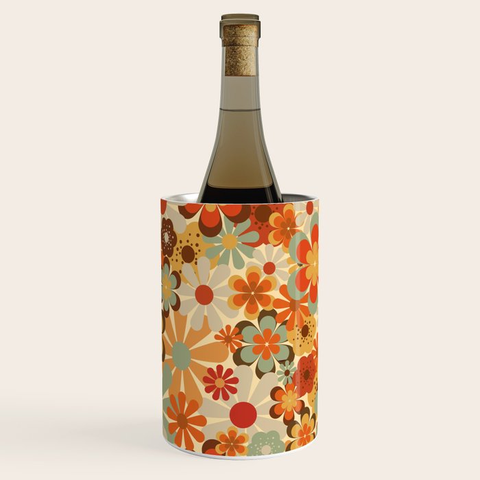 Patterned Retro 70's Floral Prints Wine Chiller Gallery Image 2