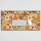 Patterned Retro 70's Floral Prints Desk Mat Gallery Image 1