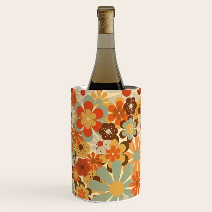 Patterned Retro 70's Floral Prints Wine Chiller Gallery Image 1