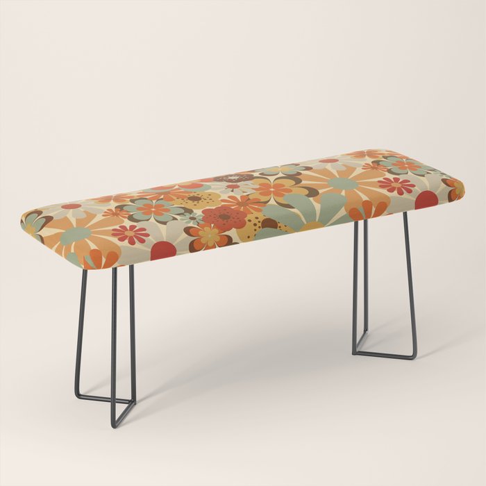 Patterned Retro 70's Floral Prints Bench Gallery Image 1