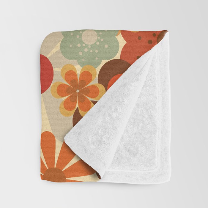 Patterned Retro 70's Floral Prints Throw Blanket Gallery Image 3