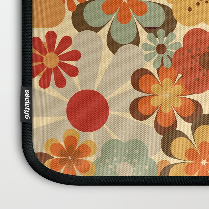 Patterned Retro 70's Floral Prints Laptop Sleeve Gallery Image 3