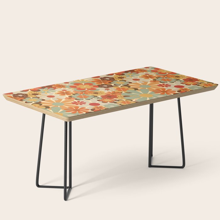 Patterned Retro 70's Floral Prints Coffee Table Gallery Image 1