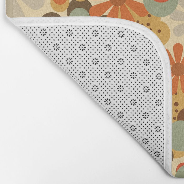 Patterned Retro 70's Floral Prints Bath Mat Gallery Image 2