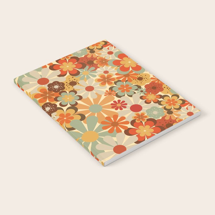 Patterned Retro 70's Floral Prints Notebook Gallery Image 1