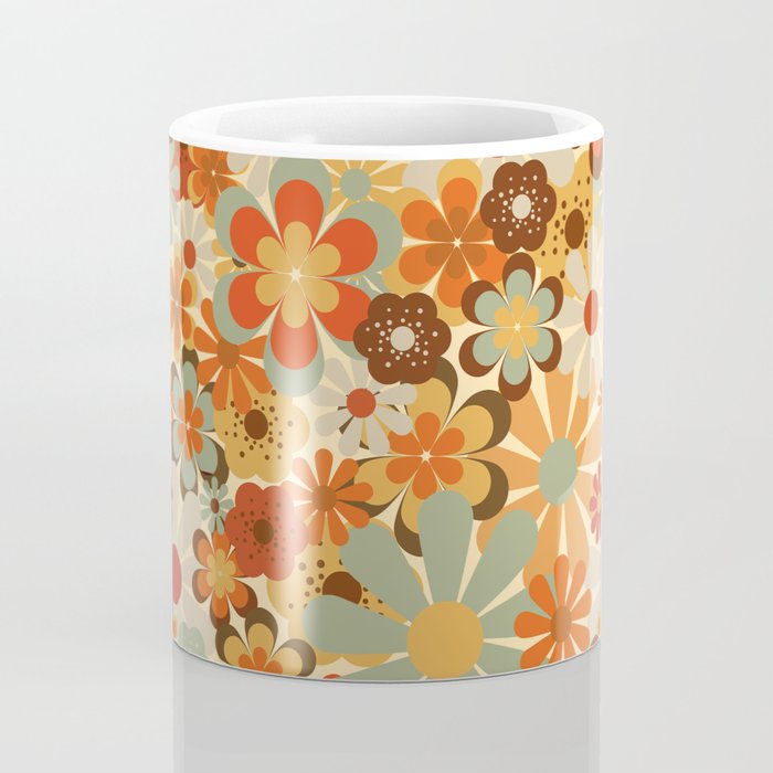 Patterned Retro 70's Floral Prints Coffee Mug Gallery Image 4