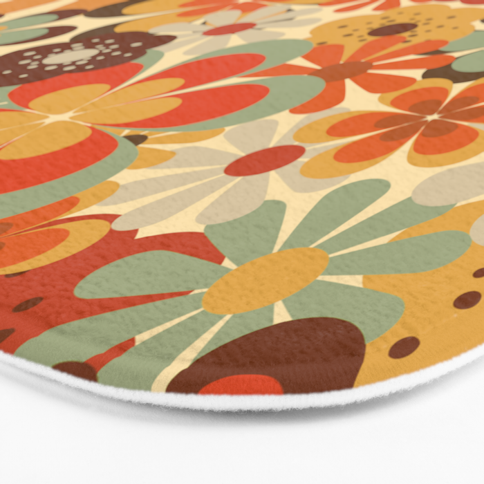 Patterned Retro 70's Floral Prints Bath Mat Gallery Image 3