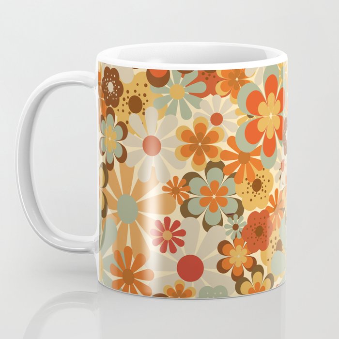 Patterned Retro 70's Floral Prints Coffee Mug Gallery Image 3