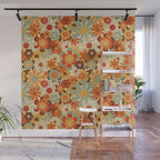 Patterned Retro 70's Floral Prints Wall Mural Gallery Image 1