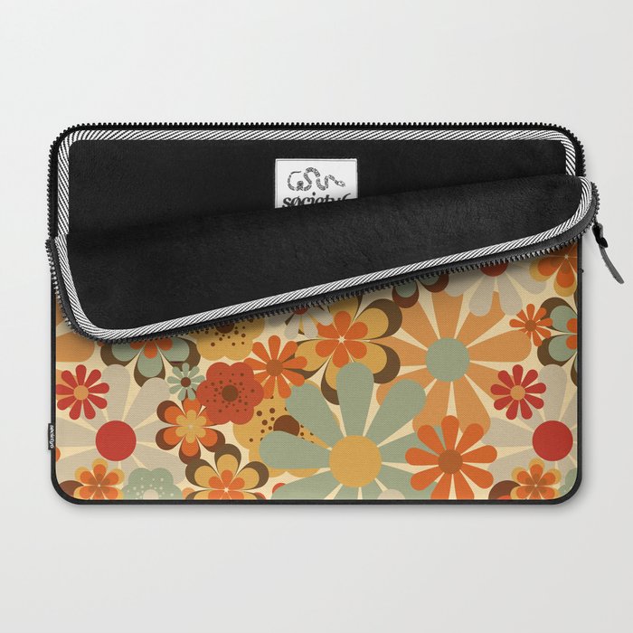 Patterned Retro 70's Floral Prints Laptop Sleeve Gallery Image 2