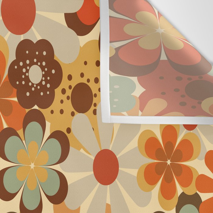 Patterned Retro 70's Floral Prints Wall Tapestry Gallery Image 3