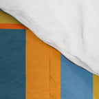 Long Blocks Retro Modern Minimalist Geometric Checked Pattern Blue Mustard Orange Eucalyptus Comforter Gallery Image 4