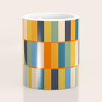 Long Blocks Retro Modern Minimalist Geometric Checked Pattern Blue Mustard Orange Eucalyptus Coffee Mug Gallery Image 4