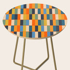 Long Blocks Retro Modern Minimalist Geometric Checked Pattern Blue Mustard Orange Eucalyptus Side Table Gallery Image 2