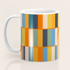 Long Blocks Retro Modern Minimalist Geometric Checked Pattern Blue Mustard Orange Eucalyptus Coffee Mug Gallery Image 3