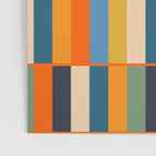 Long Blocks Retro Modern Minimalist Geometric Checked Pattern Blue Mustard Orange Eucalyptus Poster Gallery Image 3