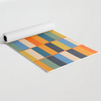 Long Blocks Retro Modern Minimalist Geometric Checked Pattern Blue Mustard Orange Eucalyptus Yoga Mat Gallery Image 2