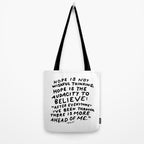 "Hope Is Not Wishful Thinking. Hope Is The Audacity To Believe" | Hand Lettered Motivational Design Tote Bag Gallery Image 2