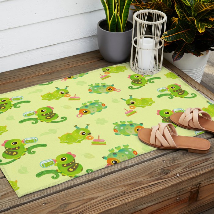 Leaf Milk Outdoor Rug Gallery Image 2