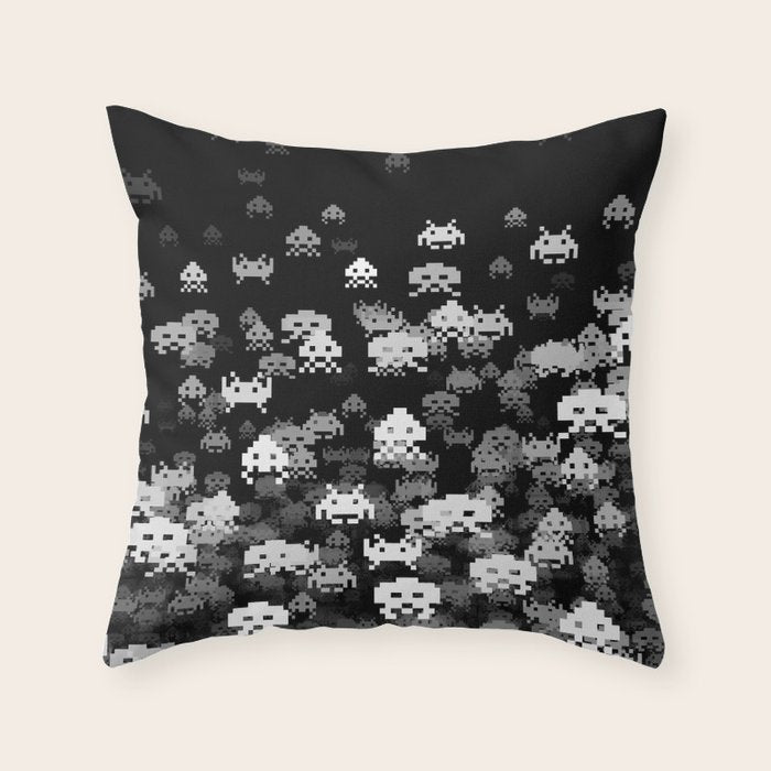 Invaded BLACK Throw Pillow Gallery Image 1