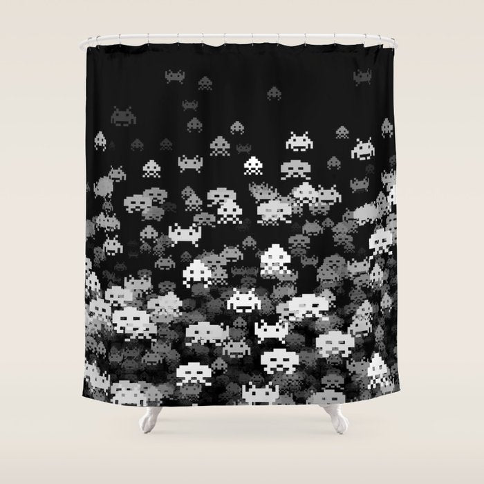 Invaded BLACK Shower Curtain Gallery Image 1