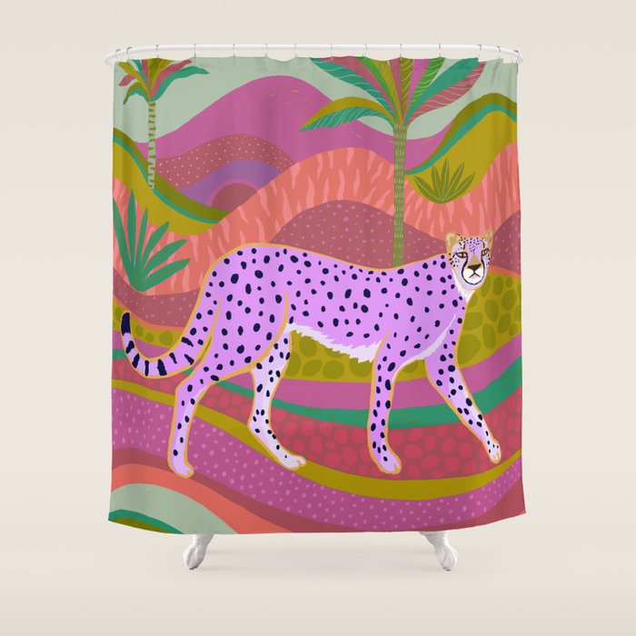 Pink Cheetah Shower Curtain Gallery Image 1