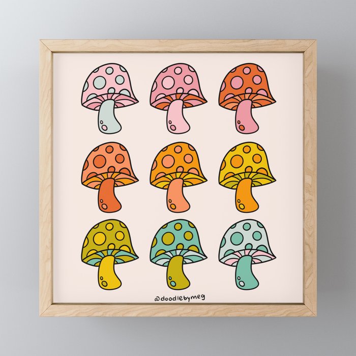 Rainbow Mushrooms Mini Art Print Gallery Image 1