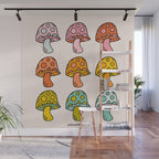 Rainbow Mushrooms Wall Mural Gallery Image 1