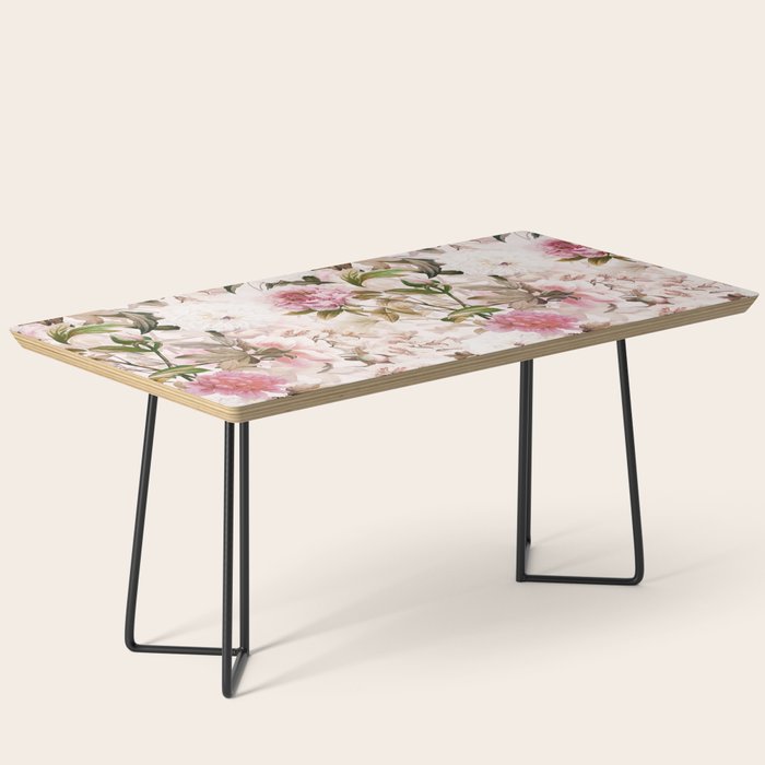 Vintage And Shabby Chic- Pink  Summer Peonies Antique Botanical Flower Garden Coffee Table Gallery Image 1