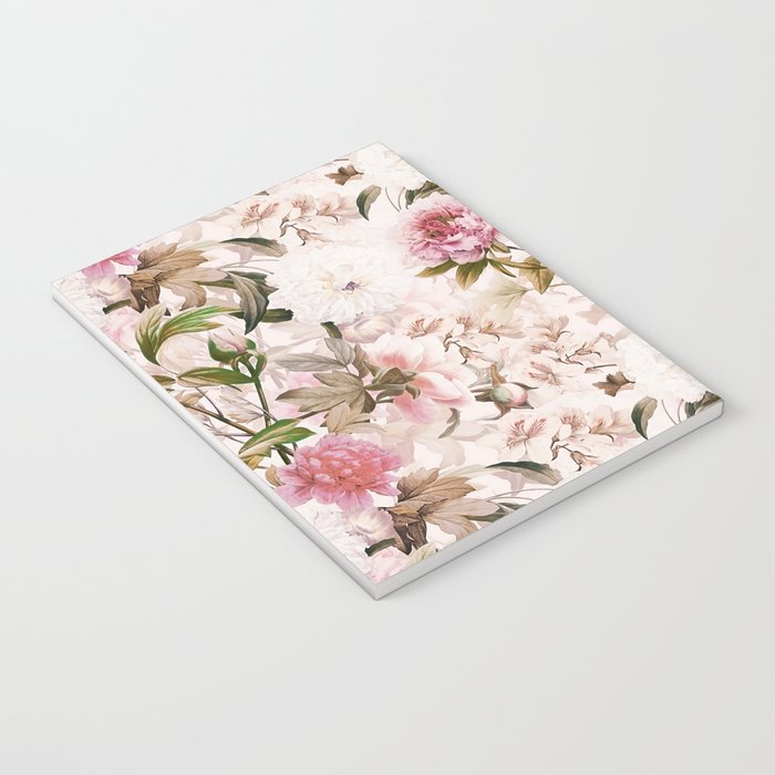 Vintage And Shabby Chic- Pink  Summer Peonies Antique Botanical Flower Garden Notebook Gallery Image 3