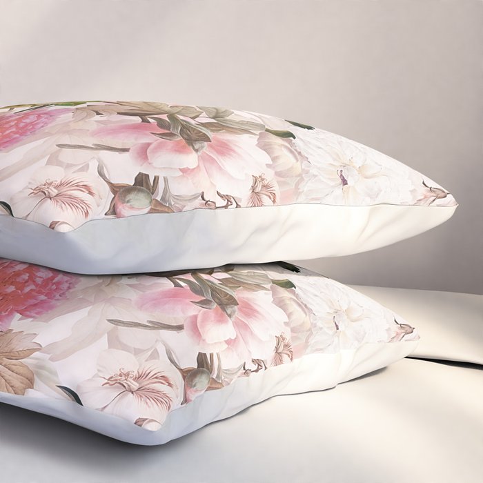 Vintage And Shabby Chic- Pink  Summer Peonies Antique Botanical Flower Garden Pillow Sham Gallery Image 3