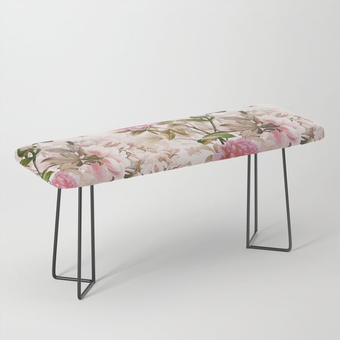 Vintage And Shabby Chic- Pink  Summer Peonies Antique Botanical Flower Garden Bench Gallery Image 1