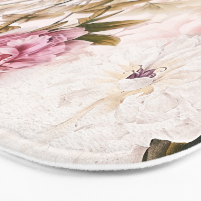 Vintage And Shabby Chic- Pink  Summer Peonies Antique Botanical Flower Garden Bath Mat Gallery Image 3