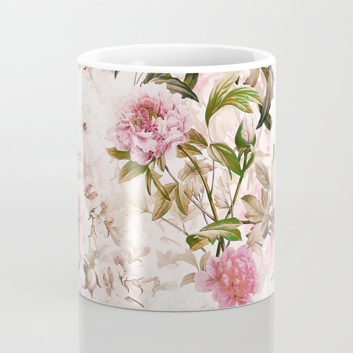 Vintage And Shabby Chic- Pink  Summer Peonies Antique Botanical Flower Garden Coffee Mug Gallery Image 4