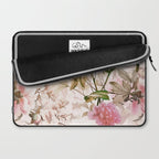 Vintage And Shabby Chic- Pink  Summer Peonies Antique Botanical Flower Garden Laptop Sleeve Gallery Image 2