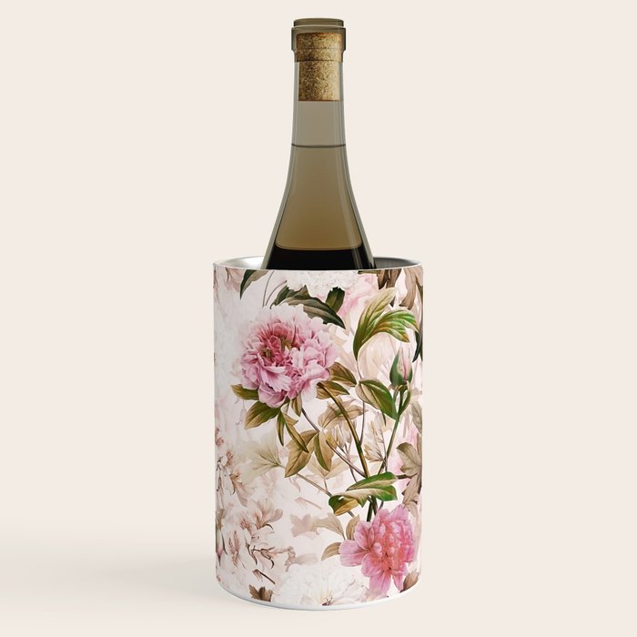 Vintage And Shabby Chic- Pink  Summer Peonies Antique Botanical Flower Garden Wine Chiller Gallery Image 1