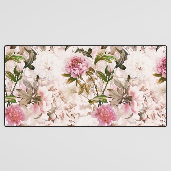 Vintage And Shabby Chic- Pink  Summer Peonies Antique Botanical Flower Garden Desk Mat Gallery Image 3