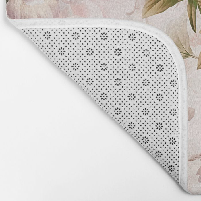 Vintage And Shabby Chic- Pink  Summer Peonies Antique Botanical Flower Garden Bath Mat Gallery Image 2