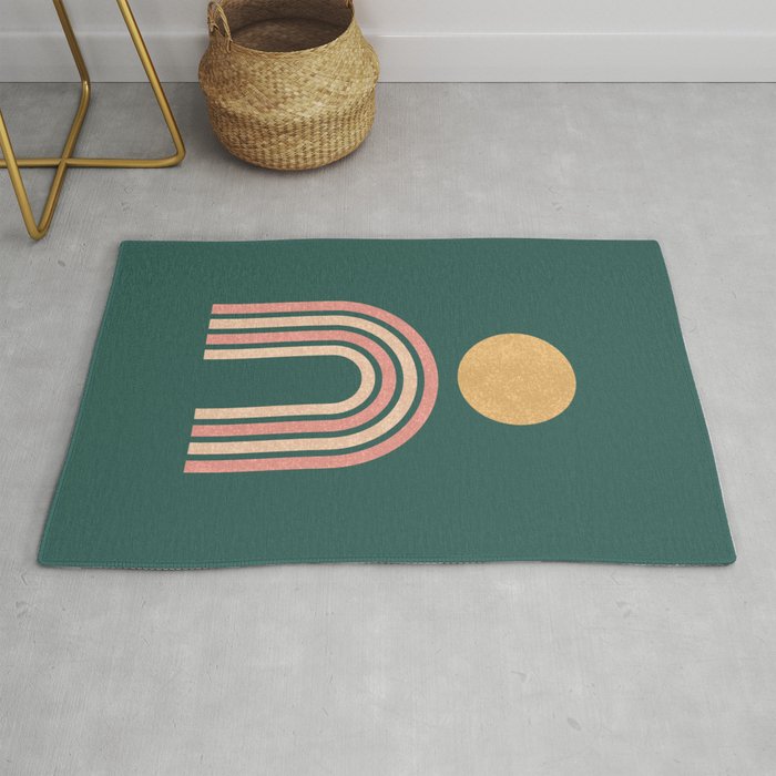 Mid century modern - green Rug Gallery Image 1