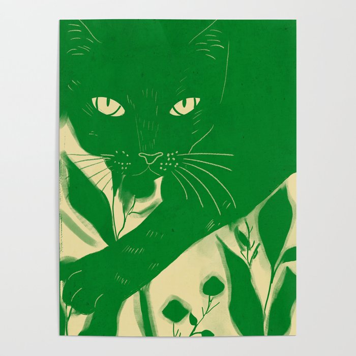 Minimalist Green Cat 2 Poster Gallery Image 4
