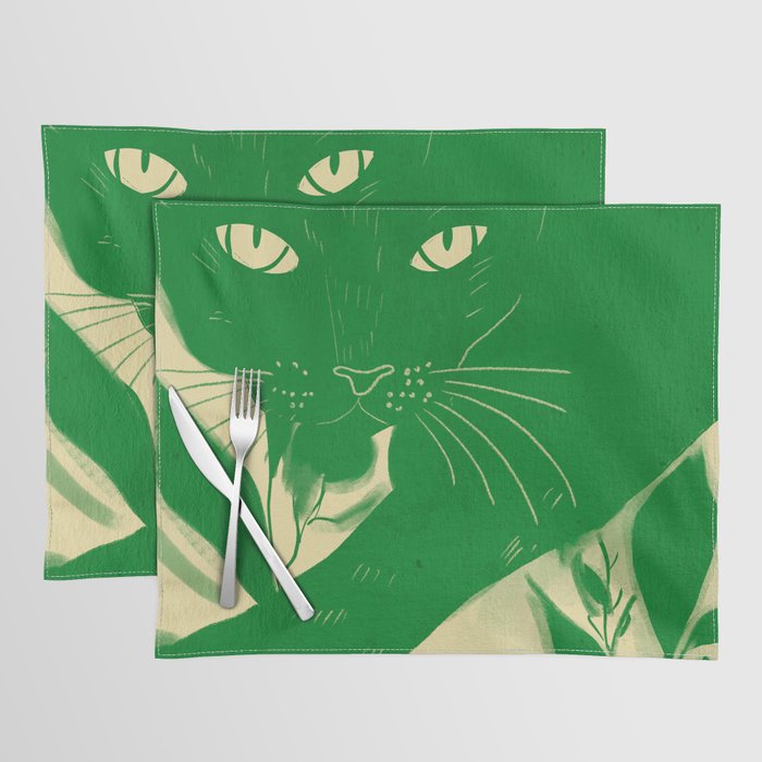 Minimalist Green Cat 2 Placemat Gallery Image 1