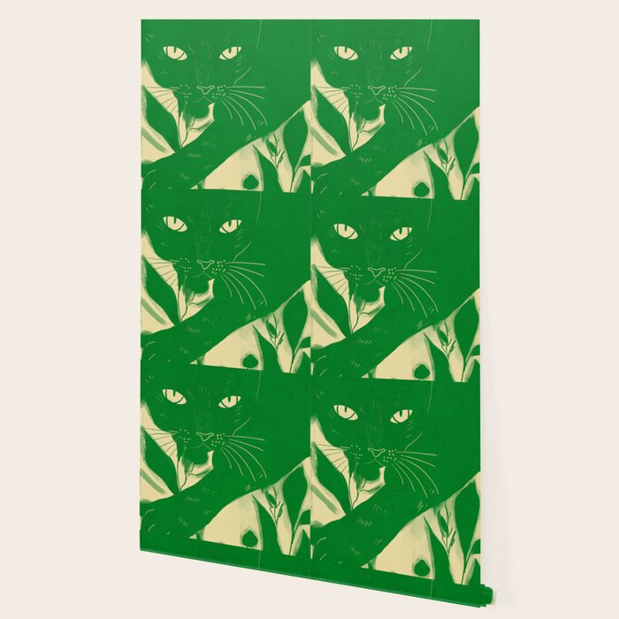 Minimalist Green Cat 2 Wallpaper Gallery Image 2