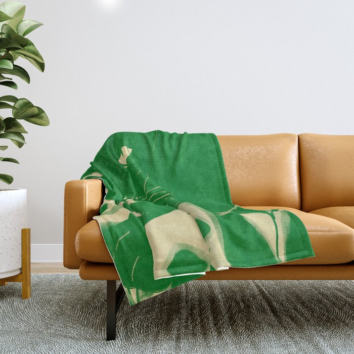 Minimalist Green Cat 2 Throw Blanket Gallery Image 1