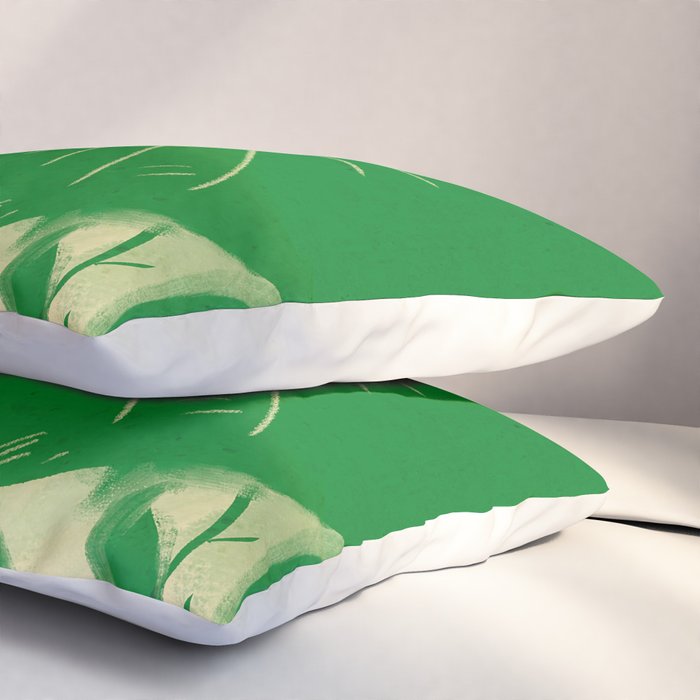 Minimalist Green Cat 2 Pillow Sham Gallery Image 3