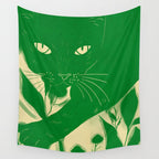 Minimalist Green Cat 2 Wall Tapestry Gallery Image 4