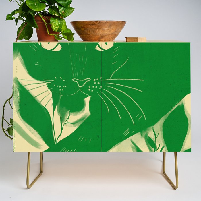 Minimalist Green Cat 2 Credenza Gallery Image 1