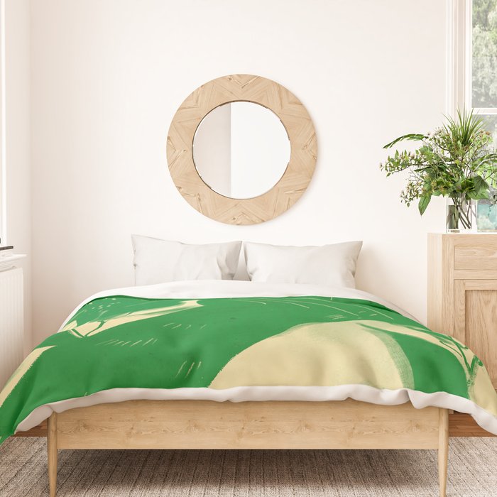 Minimalist Green Cat 2 Duvet Cover Gallery Image 3